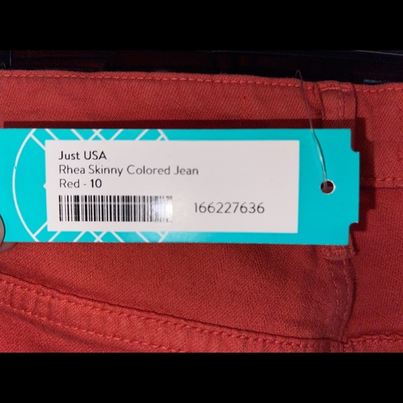 Just USA Rhea Skinny Jeans Red NWT Size 10 / 30 - Picture 4 of 6
